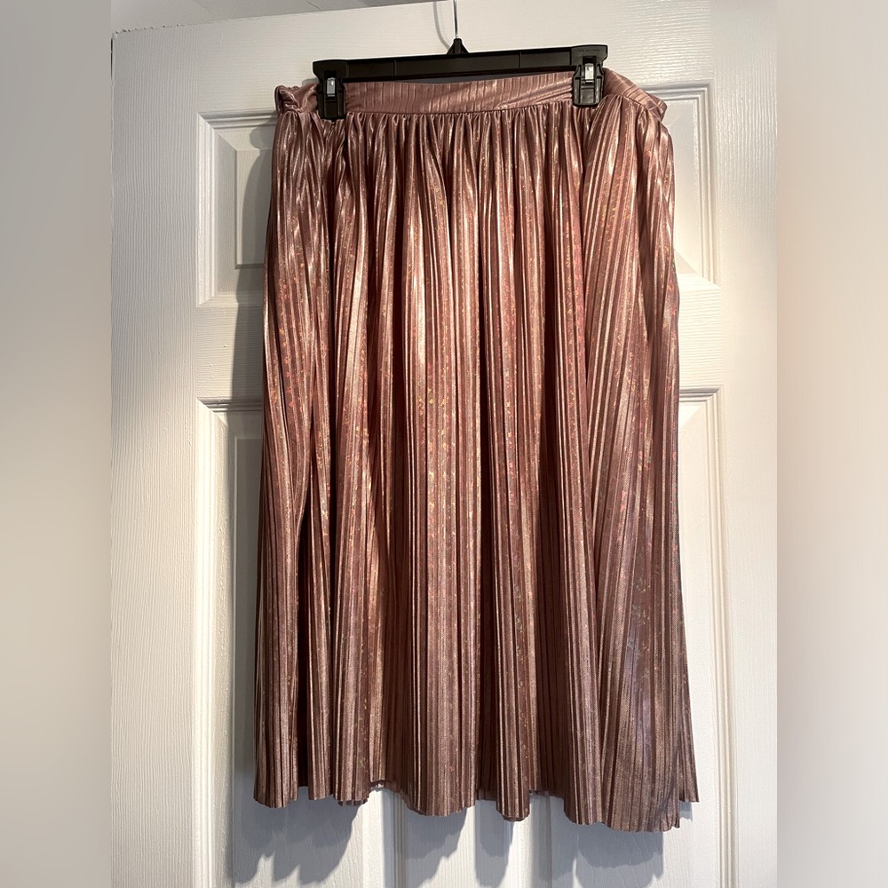 Pink metallic midi skirt